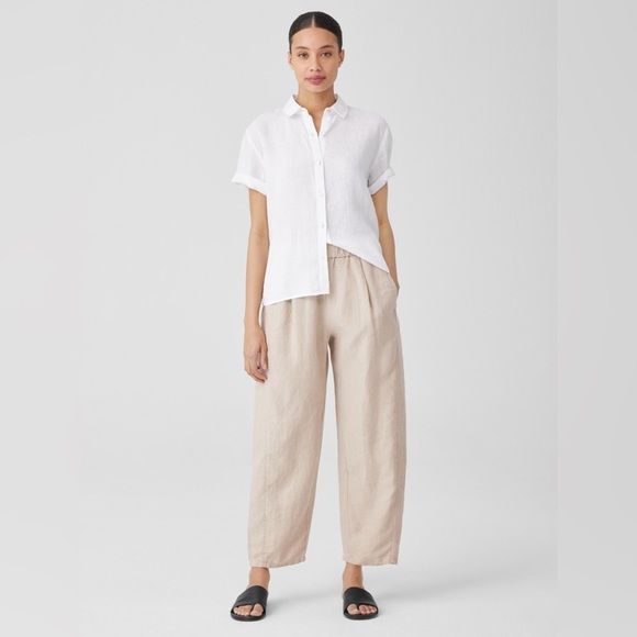 Eileen Fisher Organic Linen Lantern Pant XL Cream Ankle - Picture 1 of 13